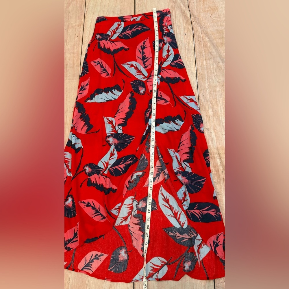 Express Maxi Wrap Skirt Size Small Tropical Flowy Woman’s Red White Blue - Picture 5 of 7